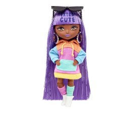 Lalka i akcesoria Barbie Extra Minis Mała lalka fioletowe włosy kolorowa bluza