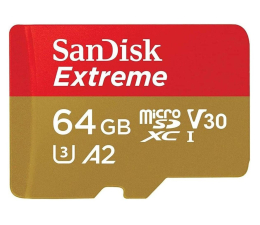 Karta pamięci microSD SanDisk 64GB microSDXC Extreme 170MB/s A2 C10 V30 UHS-I U3