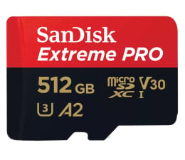 Karta pamięci microSD SanDisk 512GB microSDXC Extreme PRO 200MB/s A2 C10 V30 UHS-I U3