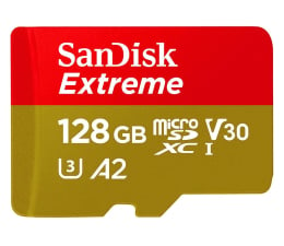 Karta pamięci microSD SanDisk 128GB microSDXC Extreme 190MB/s A2 C10 V30 UHS-I U3