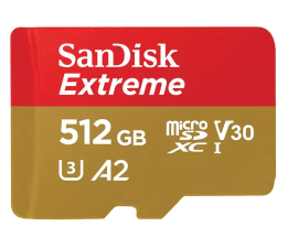Karta pamięci microSD SanDisk 512GB microSDXC Extreme 190MB/s A2 C10 V30 UHS-I U3