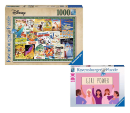 Puzzle 1000 - 1500 elementów Ravensburger Zestaw Stare plakaty z filmów Disney + 99 silnych kobiet