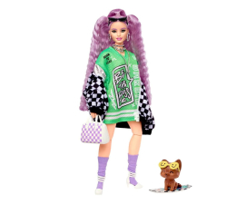 Lalka i akcesoria Barbie Extra Lalka Jasnoróżowe włosy kurtka szachownica