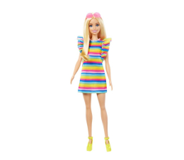 Lalka i akcesoria Barbie Fashionistas Lalka Sukienka w paski i aparat ortodontyczny