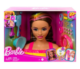 Lalka i akcesoria Barbie Głowa do stylizacji Neonowa tęcza Brązowe włosy