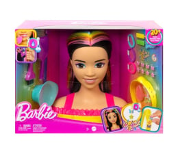 Lalka i akcesoria Barbie Głowa do stylizacji Neonowa tęcza Czarne włosy