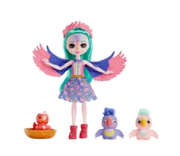 Lalka i akcesoria Mattel Enchantimals Rodzina Papugi Filia Finch Lalka + figurki