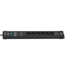 Listwa zasilająca Brennenstuhl Premium-Line - 6 gniazd, 2x USB, 3m czarna 60.000A