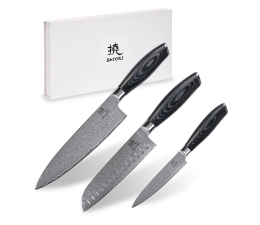 Nóż i widelec Shiori Kuro Murō + Shiori Kuro Santoku + Shiori Kuro Sifu