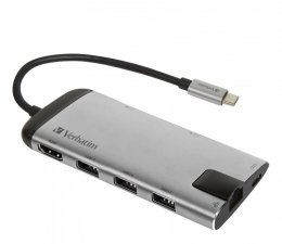 Hub USB Verbatim USB-C - 3x USB 3.0, USB-C 3.1, HDMI 4K, RJ45, SD/micro SD