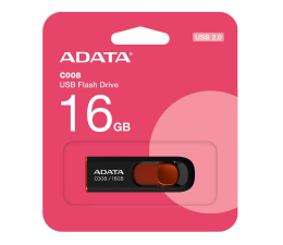 Pendrive (pamięć USB) ADATA 16GB DashDrive Classic C008 czarno-czerwony USB 2.0