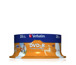 Płyta DVD-R Verbatim 4.7GB CAKE  25szt. do nadruku