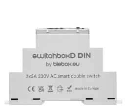 Inteligentny sterownik BleBox switchBoxD DIN - podwójny przełącznik on/off na szynę DIN