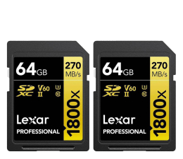 Karta pamięci SD Lexar 2x64GB 1800x Professional SDXC UHS-II U3 V60