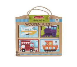 Zabawka drewniana Melissa & Doug Puzzle drewniane 4 obrazki Pojazdy