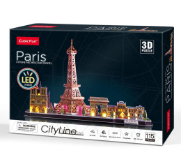 Puzzle do 500 elementów Cubic fun Puzzle 3D LED Panorama Paryża