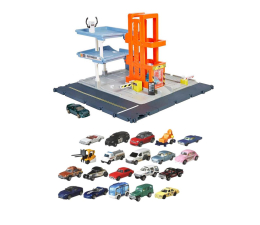 Pojazd / tor i garaż Mattel Zestaw prezentowy Garaż + 20pak samochodów