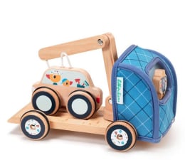 Zabawka dla małych dzieci Lilliputiens Drewniany holownik z ruchomym hakiem i autkiem Osiołek