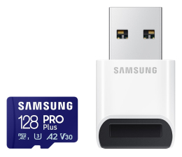 Karta pamięci microSD Samsung 128GB microSDXC PRO Plus 180MB/s z czytnikiem (2023)