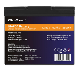 Akumulator LifePo4 Qoltec Akumulator LiFePO4 12.8V 100Ah 1280Wh BMS
