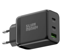 Ładowarka do smartfonów Silver Monkey Ładowarka sieciowa GaN 65W USB-C PD USB 3.0 QC B
