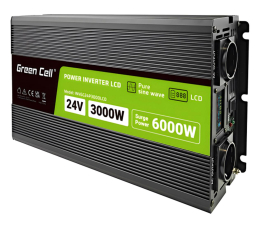 Przetwornica samochodowa Green Cell PowerInverter LCD 24V 3000W/6000W (czysty sinus)