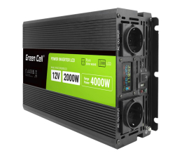 Przetwornica samochodowa Green Cell PowerInverter LCD 12V 2000W/4000W (czysty sinus)