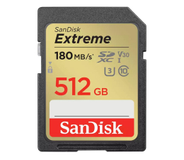 Karta pamięci SD SanDisk 512GB SDXC Extreme 180MB/s A2 C10 V30 UHS-I U3