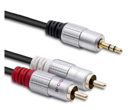 Kabel audio Qoltec Kabel 2x RCA / Mini Jack 3.5mm męski | 2m | Czarny