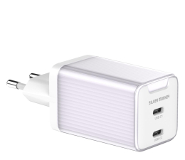 Ładowarka do smartfonów Silver Monkey Ładowarka sieciowa GaN 65W 2x USB-C Purple