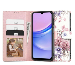 Etui / obudowa na smartfona Tech-Protect Wallet do Samsung Galaxy A15 Blossom Flower