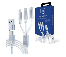 Kabel USB 3mk Hyper Cable 3in1 A/C to C/Micro/Lightning 1.5m White