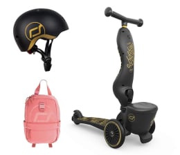 Hulajnoga dla dzieci Scoot & Ride Highwaykick 1 jeździk i hulajnoga 2w1+kask XXS-S Gold+Plecak