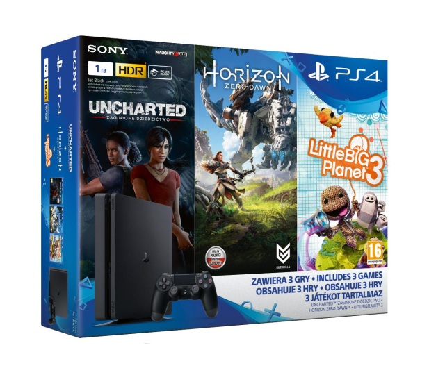 Sony Playstation 4 1TB Slim+Horizon+Uncharted ZG+LBP 3 - 386463 - zdjęcie