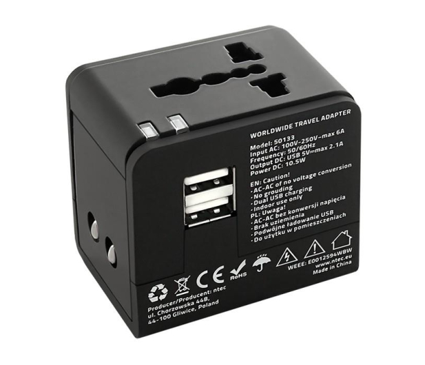 Qoltec Uniwersalny adapter podróżny 10,5 W 5V 2.1A - 385350 - zdjęcie 6