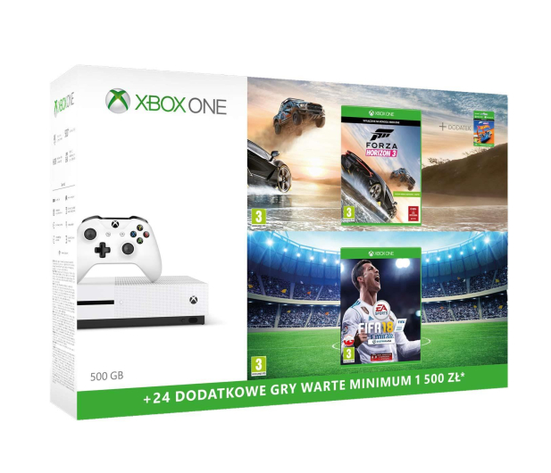 Microsoft Xbox ONE S 500GB+Horizon 3+ FIFA 18+ 6M Gold - 381419 - zdjęcie