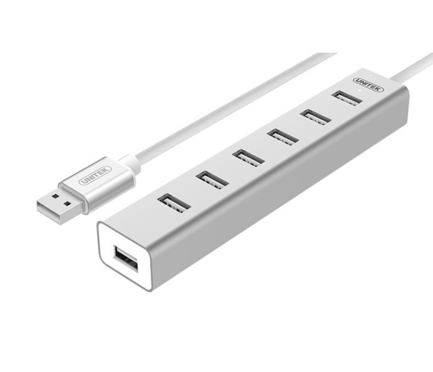 Unitek Aluminiowy Hub 7x USB 2.0 + zasilacz - 399628 - zdjęcie