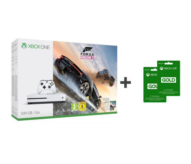 Microsoft Xbox ONE S 500GB + Forza Horizon 3 + 6M Live Gold - 366087 - zdjęcie