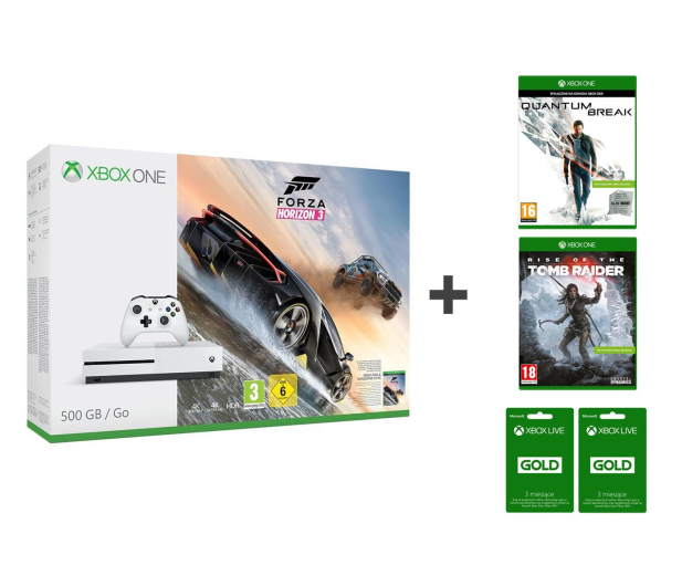 Microsoft Xbox One S 500GB+FH3+RoTR+Quantum Break+6M GOLD - 367862 - zdjęcie