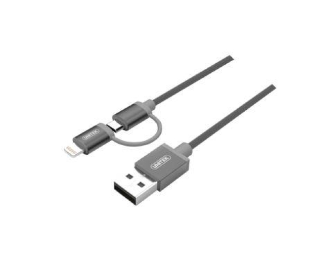 Unitek Kabel USB 2.0 - 2w1 micro USB i Lightning MFI, 1m - 373462 - zdjęcie