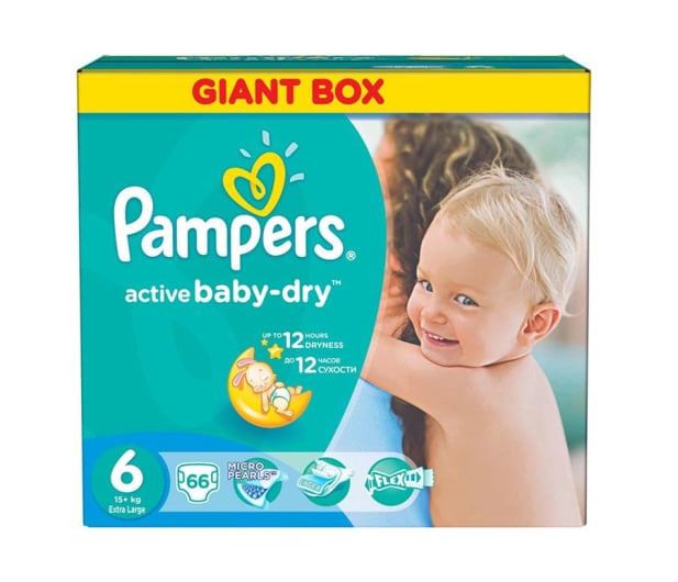 Pampers Active Baby Dry 6 Extra Large 15kg+ 66szt - 307953 - zdjęcie