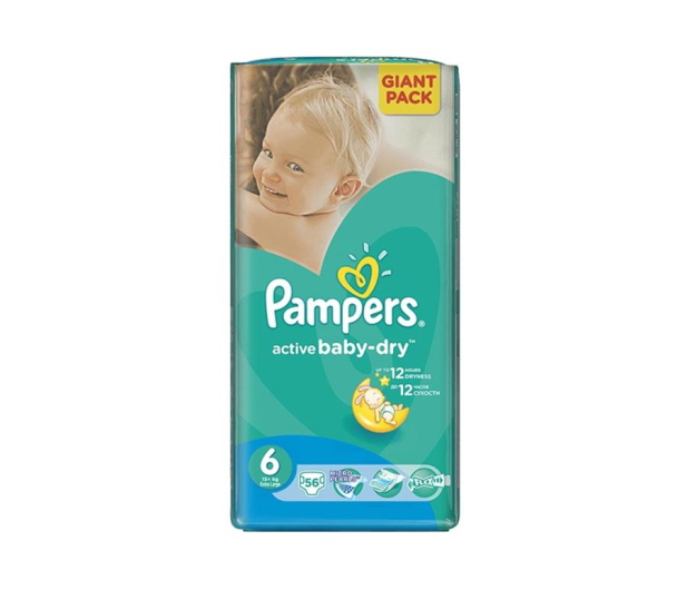 Pampers Active Baby Dry 6 Extra Large 15kg+ 56szt - 339378 - zdjęcie