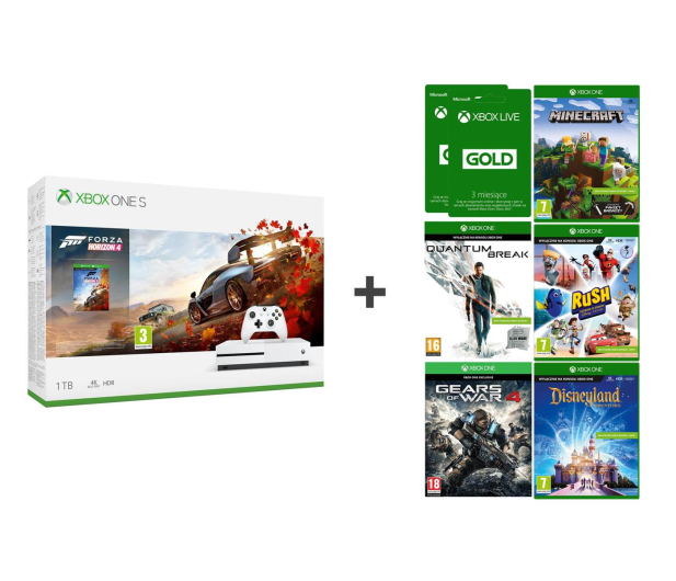 Microsoft Xbox One S 1TB + Zestaw 6 Gier + 6 M Live Gold - 465460 - zdjęcie