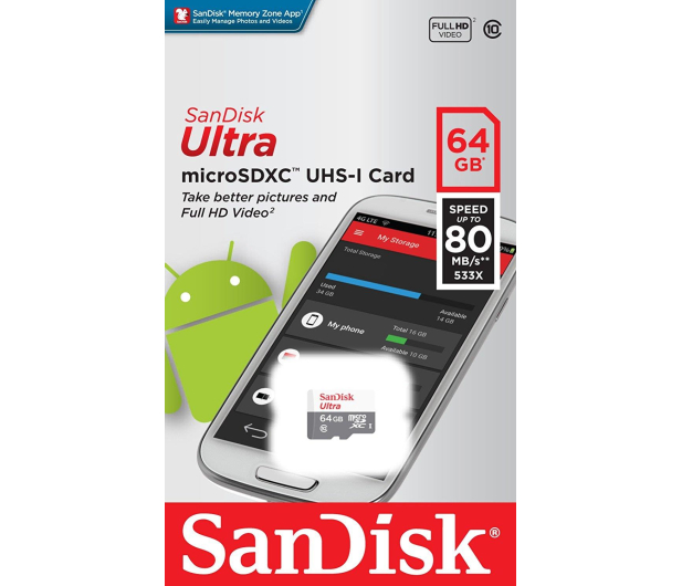 SanDisk 64GB microSDXC Ultra 80MB/s C10 UHS-I - 409231 - zdjęcie 3