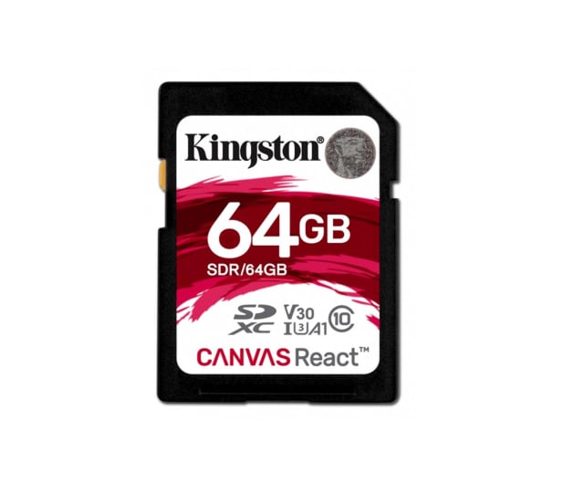 Kingston 64GB SDXC Canvas React 100MB/s C10 UHS-I U3 V30 - 415527 - zdjęcie