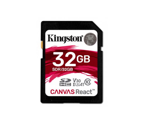 Kingston 32GB SDHC Canvas React 100MB/s C10 UHS-I U3 V30 - 415525 - zdjęcie