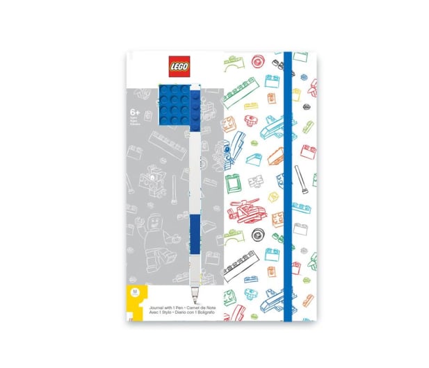 YAMANN LEGO Biały notatnik z niebieskimi dodatkami + długopis - 410257 - zdjęcie