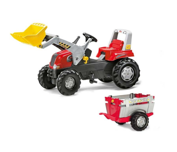 Rolly Toys Traktor Junior czerwony z łyżką i przyczepą - 419422 - zdjęcie
