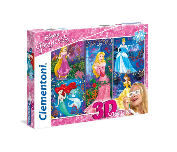 Clementoni Puzzle Disney 3D Vision Princess 104 el. - 417290 - zdjęcie