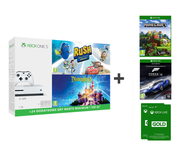 Microsoft Xbox One S 1TB Pixar+Disney+Minecraft+FORZA 6+6M - 429203 - zdjęcie